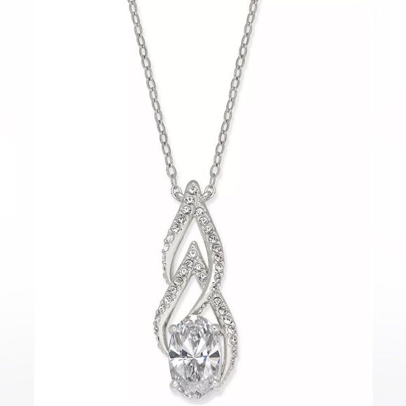 ELIOT DANORI Silver-Tone Cubic Zirconia Pendant Necklace - Picture 1 of 6